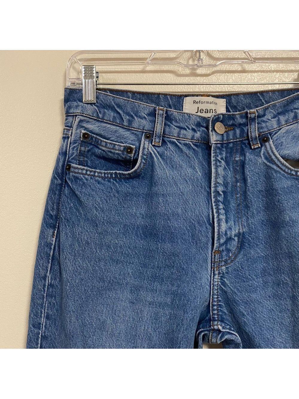 Reformation Jeans Women Size 4/27 Medium Wash Julia Crop High Rise Cigarette - Picture 5 of 15